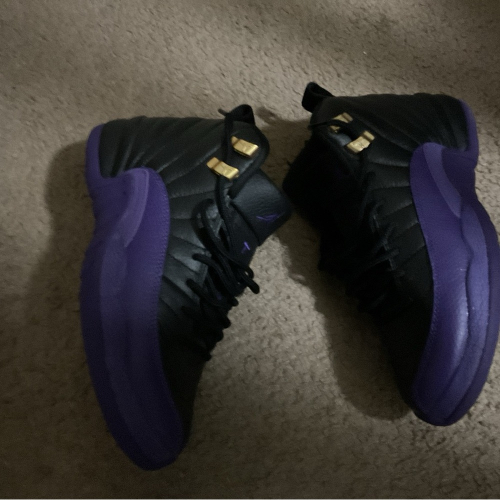 Black n purple Jordan 12s